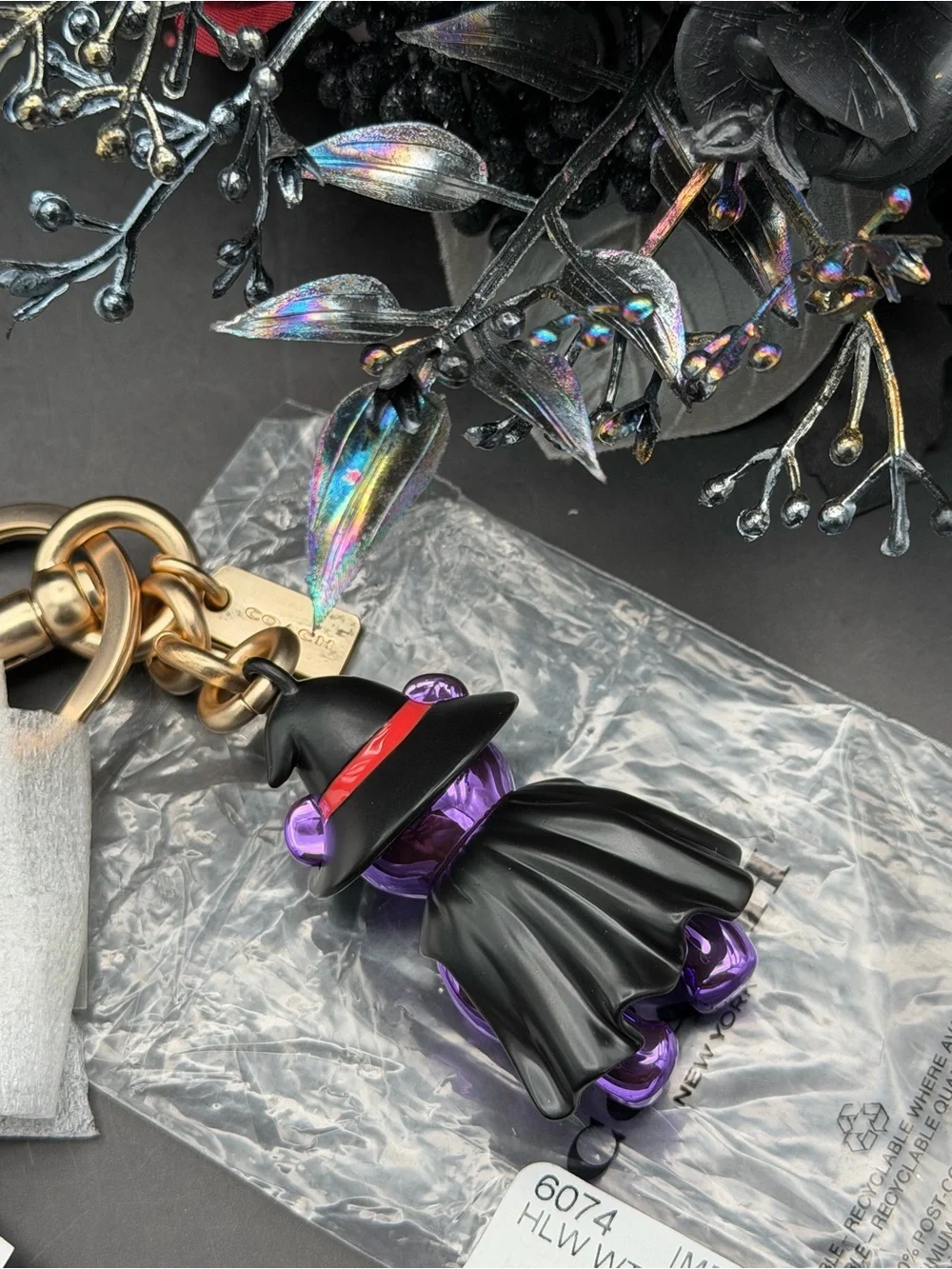 Coach Purple Witch Bear Keychain Bag Charm- Women's